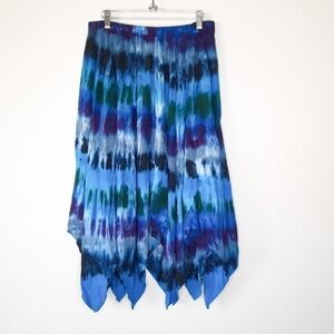Harmony Masterpieces Tie Dye Handkerchief Midi Skirt L